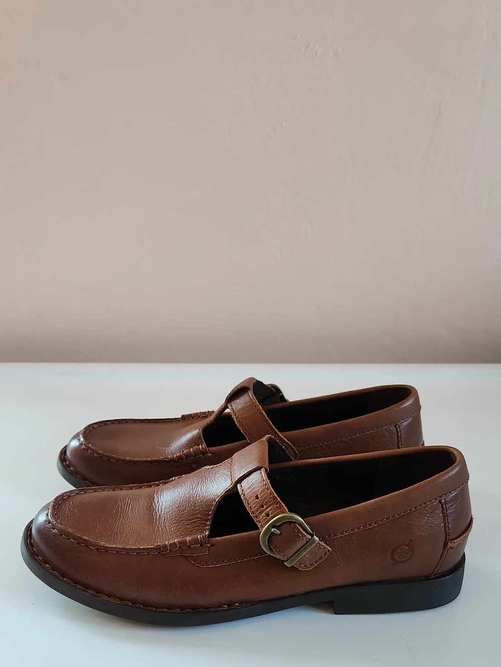 Born Women's T-Strap Loafers Miki Brown Solera Size 8